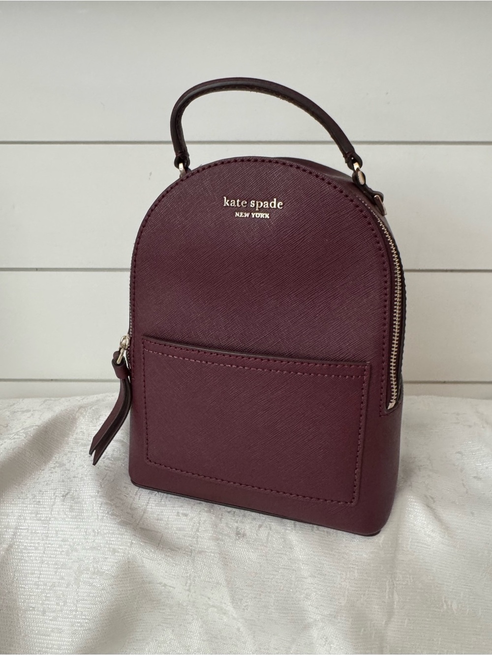 Kate Spade Cameron Mini Convertible Leather Backpack in the color cherrywood - Picture 3 of 11
